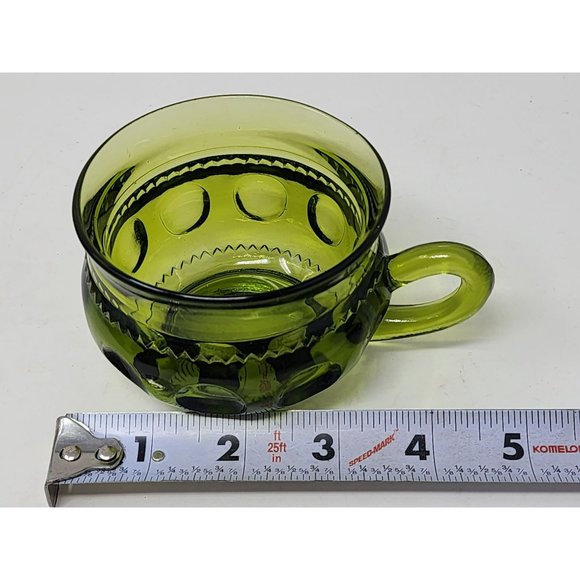 2 Vintage Indiana Glass Avocado Green Kings Crown Thumbprint Coffee/Tea Cups - Picture 10 of 11